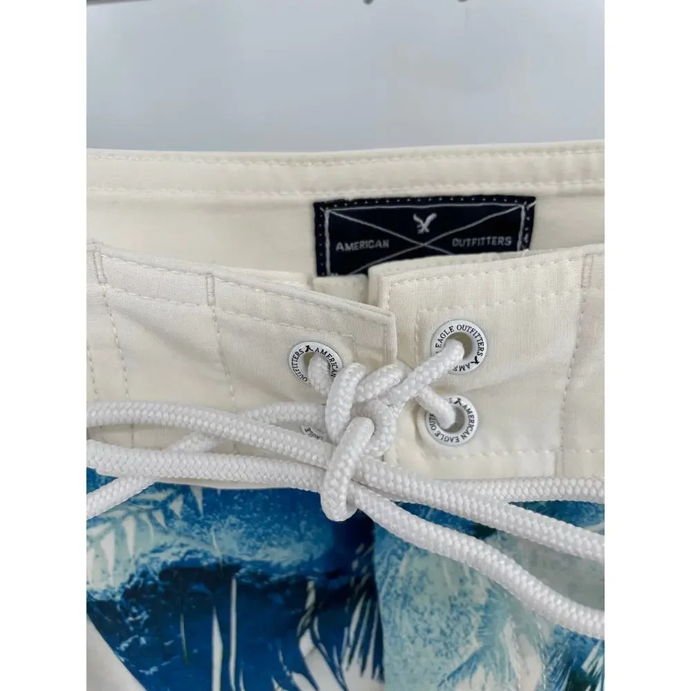 American Eagle Board Shorts Men’s XS Swimming Trunks Lined Tropical Bungalow